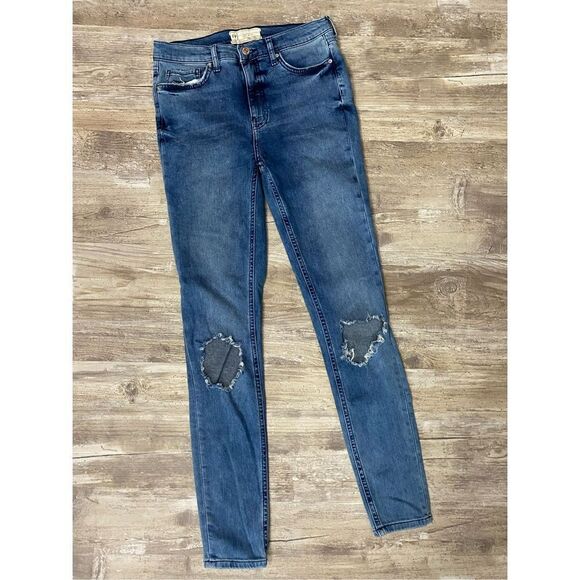 Free People Skinny Jeans Ankle Cropped Stretch Distressed Women’s Size W28L - Picture 1 of 7